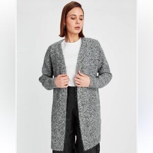 J Crew Gray Marled Open Front Long Knit Cardigan Sweater Women’s XS